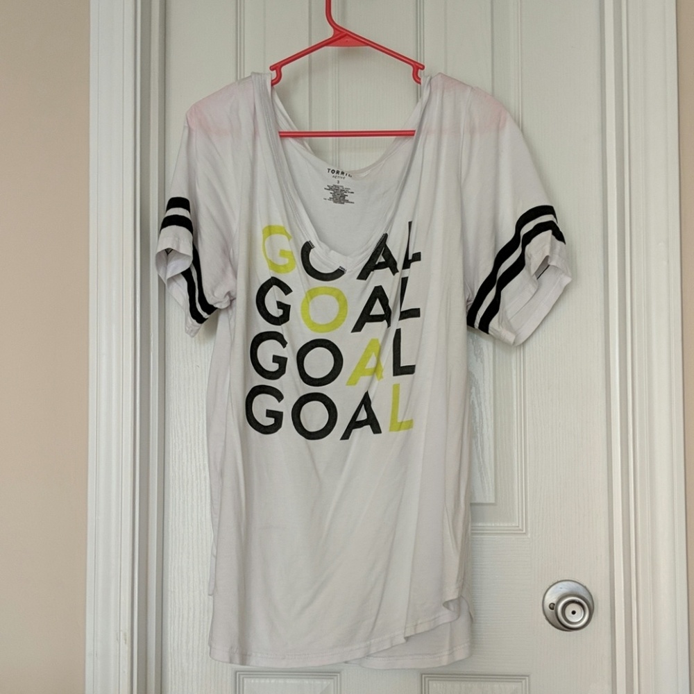 V neck active "goal" top